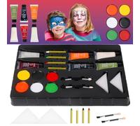 Aomig Halloween Face Paint Kit 20Pcs Face and Body Painting Palette with Face Paint Crayons Brushes and Sponges Non Toxic Body Facepaints for Adults Party Make Up Halloween Carnival Cosplay