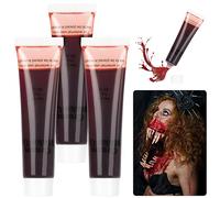 Aomig Halloween Fake Blood Gel, 3 Pcs Red Fake Blood Makeup Kit, 28ml Vampire Fake Blood with Sponge, Realistic Washable Special Effects SFX Makeup Coagulated Blood, Zombie Vampire Monster Cosplay