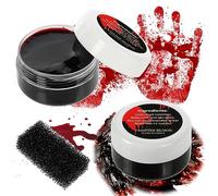 Aomig Halloween Special Effects SFX Makeup Kit, 3 Pcs Vampire Fake Blood Gel with Sponge, Realistic Washable Red Fake Blood, Zombie Vampire Monster Cosplay Mouth Clothes Dress Up