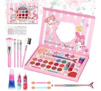 Aomig Kids Makeup Sets for Girls, 37 Pcs Washable Children's Make Up Kit with 8 Brushes, Non-Toxic Cosmetic Beauty Set Gift for Kids, Princess Pretend Play Games Toys Birthday