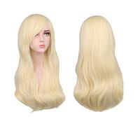 AOMIG Long Wavy Blonde Wigs for Women, 3 Pack Light Blonde Set With Sunglass & Cap, Natural Full Curly Anime Cosplay With Bangs, 28 Inch Synthetic for Daily Party Use