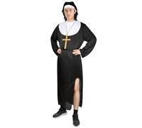 Aomig Men Nun Costume, 4 Pcs Adults Nun Dress Up Costume for Halloween Cosplay, Male Nuns Religious Habit Nun Fancy Dress Costume Accessories Nun Hat Nun Cross, Nun2 Costume Themed Party Outfits(XL)
