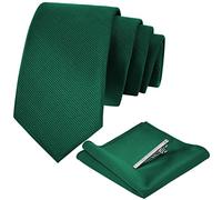 Aomig Men Tie and Pocket Square with Tie Clip Cufflinks Set, Premium Solid Color Skinny Necktie Handkerchief Set for Men, Wedding Party Formal Business Work Classic Men's Tie Sets Gifts, 6cm