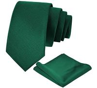 Aomig Men Tie and Pocket Square with Tie Clip Cufflinks Set, Premium Solid Color Skinny Necktie Handkerchief Set for Men, Wedding Party Formal Business Work Classic Men's Tie Sets