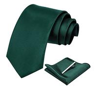 Aomig Men Tie and Pocket Square with Tie Clip Cufflinks Set, Premium Solid Color Skinny Necktie Handkerchief Set for Men, Wedding Party Formal Business Work Classic Men's Tie Sets