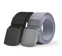 Aomig Men's Adjustable Canvas Fabric Golf Belt, No Holes Invisible Automatic Buckle Belt Suitable for Work and Travel