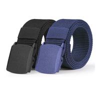 Aomig Men's Adjustable Canvas Fabric Golf Belt, No Holes Invisible Automatic Buckle Belt Suitable for Work and Travel