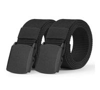 Aomig Men's Adjustable Nylon Canvas Fabric Golf Belt, Cut To Fit, No Holes, Invisible, Automatic Buckle, Black, Fits Waists Up to 45 Inches