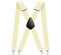Aomig Men's Braces, Suspender with 4 Strong Metal Clips, 3.5cm Wide Heavy Duty Suspenders, Men's X Style Durable Adjustable Suspender, Men Women Braces for Business Wedding Casual