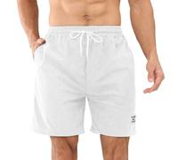 Aomig Men's Casual Sports Shorts, Mens Corduroy Elastic Waist Drawstring Shorts, Men Classic Summer Gym Breathable Workout training Running Shorts, Outdoor Jogging Sports White Short with Pockets (L)