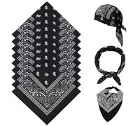 Aomig Paisley Bandana, 12 Pcs Pirate Head Scarf, Cowboy Headbands Handkerchief, Multi-purpose Hair Scarf Paisley Headwraps for Men & Women, Neckwear Bib Party Face Covering Headwear for Motorcycling