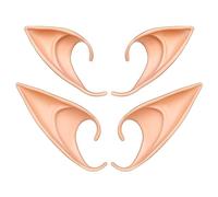 Aomig Pixie Elf Ear, 2 Pairs Latex Elf Vampire Ears Dress Up Costume Accessories for Live Broadcast Props Halloween Christmas World Book Day