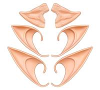 Aomig Pixie Elf Ear, 3 Pairs Latex Elf Vampire Ears Dress Up Costume Accessories for Live Broadcast Props Halloween Christmas World Book Day