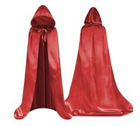 Aomig Red Hooded Cloak Long Cape for Adult, Grim Reaper Vampire Witch Carnival Halloween Adult Wizard Costume, 150cm/59in