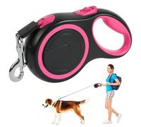 Aomig Retractable Dog Lead Tangle-Free Retractable Dog Leash, 8m/50kg Heavy-Duty Extendable Dog Leads, Robust Self-Locking Dog Lise with Quick-Lock Pause System for Outdoor Walking & Jogging Use(Red)
