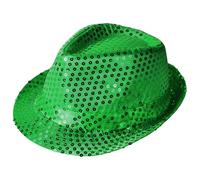 Aomig Sequin Hat Glitter Jazz Fedora for Party, Hip-Hop, Fancy Dress, Shiny Disco for Hen Party, Night Jazz Dancers, Gangsters, Rappers, Cowboys, Mardi Gras, Green
