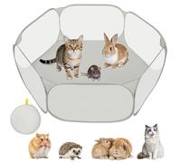 Aomig Small Animal Pet Playpen Foldable Pet Cage Tent Pop-Up Exercise Fence Transparent Animal Playpen Breathable Training Fence Hexagonal Play Pen for Guinea Pig Rabbits Hamster Chinchillas(Gray)