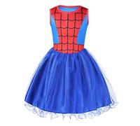 Aomig Spider-Girl Halloween Costume - Superhero Fancy Dress Outfit With Mask for Girls, Deluxe Kids Carnival Masquerade Party