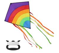 Aomig Stunt Kite for Kids and Adults, 65 x 75 cm, Rainbow, Easy to Fly, Diamond Shape for Beginners with 80 m Rope, 150 m, Tail, Rainbow Monofilament for Outdoor Activities