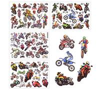 AOMIG Temporary Tattoo for Kids, 4 Sheets Kid Temporary Tattoos Sticker, Waterproof Fake Tattoo Set, Childrens Cartoon Tattoo Stickers for Boys Girls Birthday Gift Party Bag Filler (S - Motorcycle)
