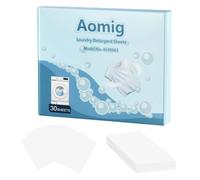 Aomig Ultra Concentrated Laundry Detergent Sheets, 30 Sheets, Deep Stain Removal, Eco-friendly, Machine & Hand Wash, Plastic Free, Concentrated, Blue
