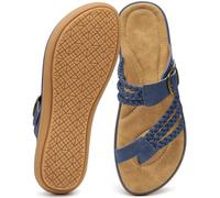 Aomigoct Comfortable Women's Sandals: Effortless Slip On and Memory Foam for Everyday Wear, Adjustable Buckle and Non-Slip Sole for Confident Walking, Urban Women 25-45, blue, 8.5 UK