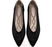 Aomigoct Dressy Comfortable Womens Flats: Point Toe & Breathable Knit for Office All-Day Wear - Flexible Cushioned Sole for Effortless in Work - Professional Women, Black, 9 UK