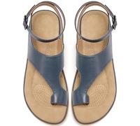 Aomigoct Flat Sandals for Women, Elegant: Adjustable Comfortable Summer Sandals for Women 2026 - Non-Slip and Breathable Women's Hiking Shoes, blue, 6.5 UK