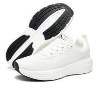 Aomigoct Womens Comfortable Walking Shoes: Reduce Foot Burden 40% for Travel Shopping - 8-Hour Walking Comfort for Commuting Women - Lightweight Sneakers, White, 2 UK