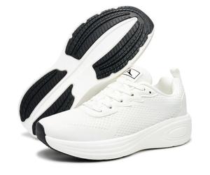 Aomigoct Womens Comfortable Walking Shoes: Reduce Foot Burden 40% for Travel Shopping - 8-Hour Walking Comfort for Commuting Women - Lightweight Sneakers, White, 2 UK