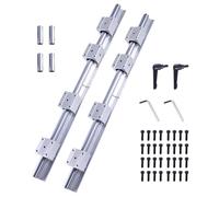 AOMIKITSTU SBR20 3000mm Linear Rails 2 pcs, containing 4 pcs SBR20 1500mm Linear Guides with 8 pcs SBR20UU Bearing Blocks and 4pcs Dowels, Linear Bearing for CNC Machines (Splicing)