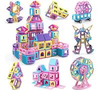 AOMIKS 154 Pcs Magnetic Building Blocks Educational & Inspirational Magnet Stacking Blocks Mini Magnet Tiles Construction Toys Building Set for Kids Birthday Gift for Girls Boys Ages 3-12