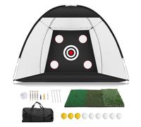 Aomiun Golf Practice Net 10x7ft(300x200cm) Hitting Net Training Net with Tri-Turf Mat 5 Balls 3 Tees Carry Bag for Indoor & Outdoor Use