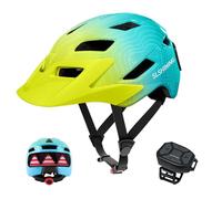 Aomiun Kids Bike Helmet with LED Light Display Lightweight Adjustable for Boys Girls Age 5-14 with 64 Patterns Remote Control Washable Lining for Cycling Scooter Skating 52-56cm (Green)
