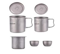 Aomiun Titanium Camping Cup with Lid, Camping Mug 600ml 400ml Compact Foldable Handles Tea Filter Easy Clean Lightweight for Outdoor Hiking Travel