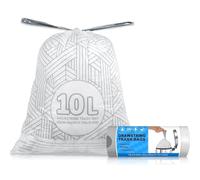 AOMKES 10L Bin Bags Small Drawstring Pedal Bin Liners, Easy Tear-Off Strong & Leak-Resistant Trash Bags for Bathroom, Bedroom, Office, Kitchen (White, 30 Count)