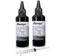 Aomya 2 Bottles Black Dye Ink Universal Printer Ink Cartridges Refill Ink Replacement for HP Canon Lexmark Brother Ricoh Refillable Ink Cartridges and CISS 100mlx2, with 1 Free Syringe
