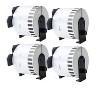 Aomya 4 Rolls Labels Rolls Address Labels Replacement for Brother DK-2205,Continuous White Labels,Black on White,62mm x 30.48m,Compatible with Brother,4 Rolls with 4 Reusable Label Holders