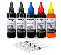 Aomya 500ml Universal Dye Ink Refill Kit for HP Canon Epsn Brother Lexmark Ricoh Printers Compatible Cartridges Refillable Cartridges CISS CIS System 4 Color Set with 4 Free Syringes (2BK, C, M, Y)