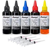 Aomya 5x100ml Ink Refill Kit for HP 61 60 62 63 950 951 564 920 901 Inkjet Printer Cartridges Refillable Cartridge CIS CISS System (2 Black, 1 Cyan, 1 Magenta, 1 Yellow)