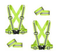 AONAT 2 Pack Reflective Vest,Reflective Vest Running Gear with 4 PCS High Visibility Armbands,Suitable for Outdoor Night Running Jogging Hiking Cycling Walking Men Women Kids