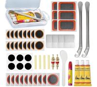 AONAT 56PCS Bike Tyre Puncture Repair Kit with Self-Adhesive Patches, Glue, Tyre Levers, Portable Storage Case for Road, Mountain, Commuter Bikes & Motorcycles
