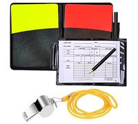 AONAT Referee Card Set - Sports Referee Kit Metal Whistle and Red Yellow Cards, Score Book with Pencil, Referee Equipment for Football, Soccer Match (A1)