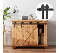 AONAYIOA 4.5 ft/137 cm Mini Barn Door Complete Accessories, Sliding Door Hardware Kit, Folding Door Accessory Rail Set with Wheels for Sliding Cupboard Doors, Sliding Silent, for Double Doors (no