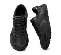 AONEGOLD Barefoot Shoes Barefoot Shoes Wide Casual Lace Up Retro Zero Drop Lightweight Running Trainers Non-Slip Walking Shoes (Black,12.5UK)