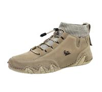 AONEGOLD Mens Winter Barefoot Shoes Womens Ergonomic Non-Slip Walking Shoes Outdoor Waterproof Casual High Boots Lightweight Warm Fur Lined Winter Boots (Khaki,11.5 UK)
