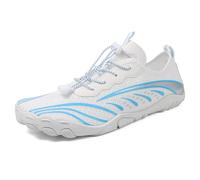 AONEGOLD Water Shoes Mens Womens Lightweight Hike Barefoot Shoes Outdoor Non-Slip Aqua Sneakers Quick Dry Breathable Comfortable Footwear for Fitness Beach Surfing (White Blue,4 UK)