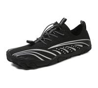 AONEGOLD Water Shoes Mens Womens Lightweight Hike Barefoot Shoes Outdoor Non-Slip Aqua Sneakers Quick Dry Breathable Comfortable Footwear for Fitness Beach Surfing (Black,4 UK)
