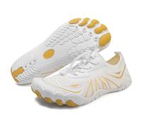 AONEGOLD Water Shoes Mens Womens Non-Slip Sea Beach Grounding Shoes Quick Dry Barefoot Aqua Sports Trainers for Gym Yoga Swimming Surfing Boating Outdoor (White Gold,6UK)