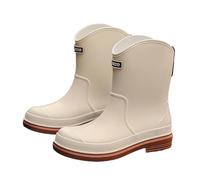 AONEGOLD Wellies Boots Women Waterproof Chelsea Rain Boots Non-Slip Garden Boots Warmth Comforts Ankle Wellies Outdoor (Beige,3UK)